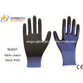 Polyester Shell Nitrile Sandy Coated Safety Work Gloves (N3401)